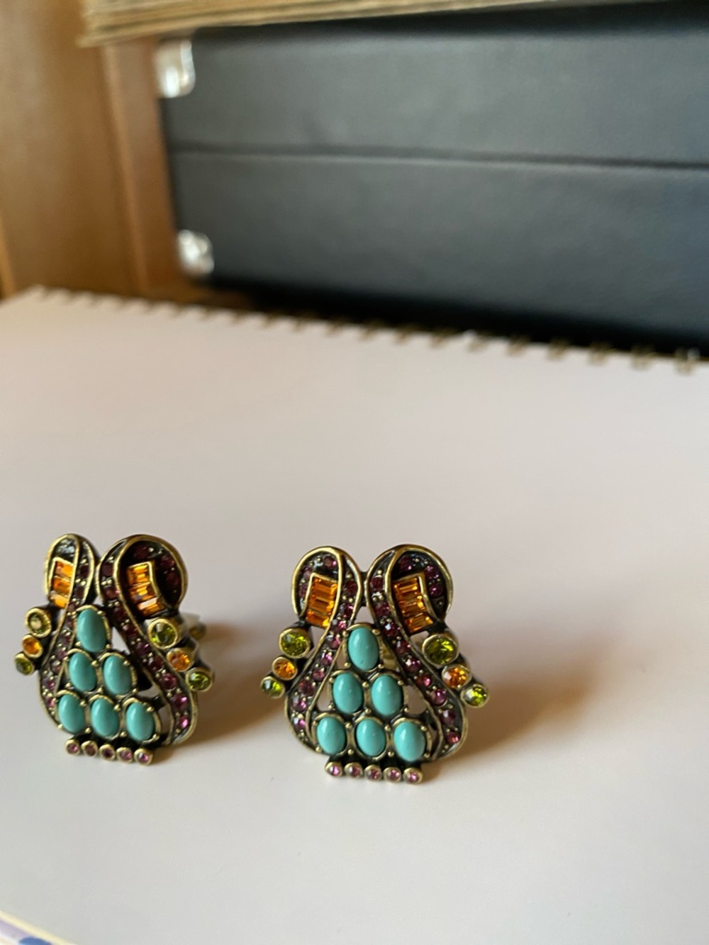 Heidi Daus Turquoise and Purple Multi-Colour Clip Earrings - Picture 11 of 17